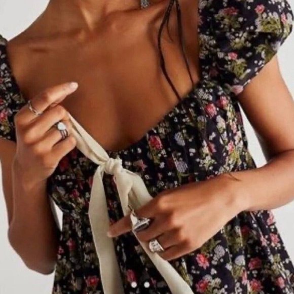 SOLD Free People Corduroy Floral Printed Tunic Babydoll Dress NWOT S… - Picture 3 of 15